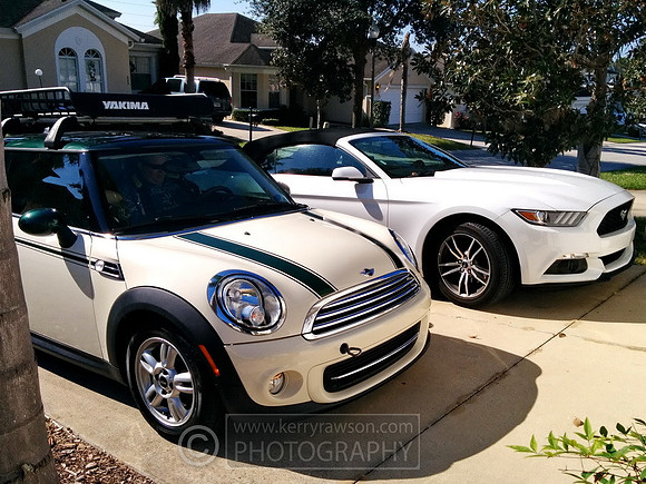 Role reversal = Brits in the Mustang and Americans in the Mini