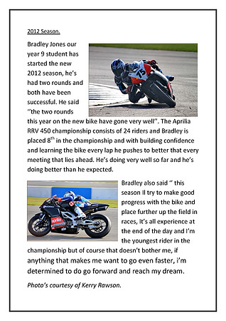 Bradley Jones's page from the newsletter