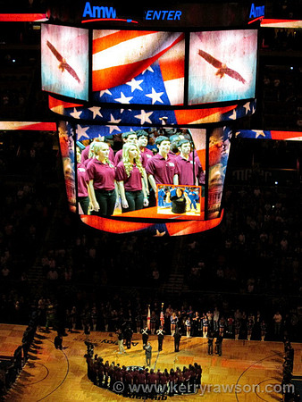 Pausing for the national anthem