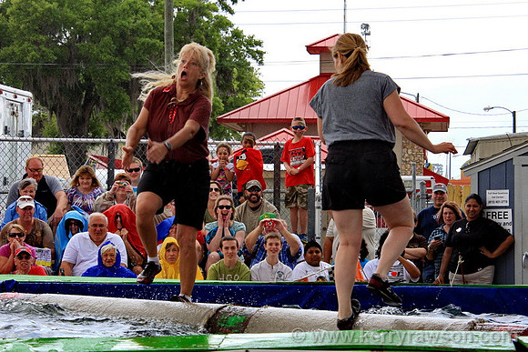 Jump and roll, keeping each other off balance