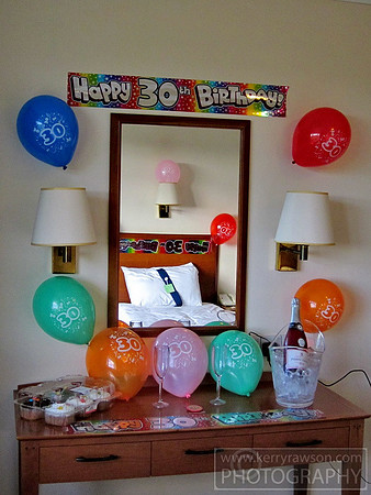 Room decorated ready for the guest of honour