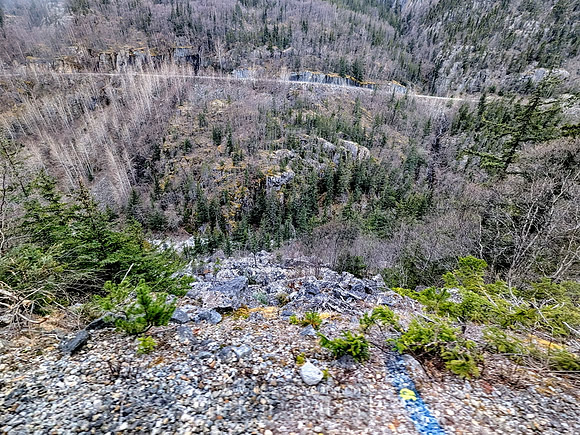 Looking back down the mountain