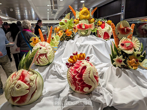 Buffet melon display was impressive
