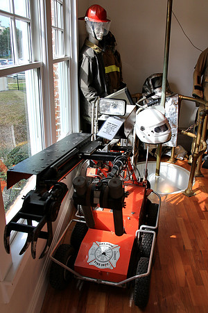 Display of various protective gear and equipment