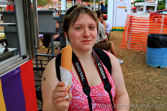 Emma tries her 1st corn dog