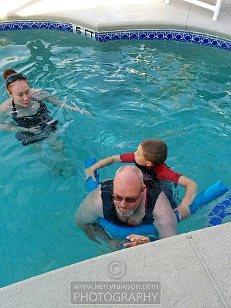 Trent teaching Mark to swim
