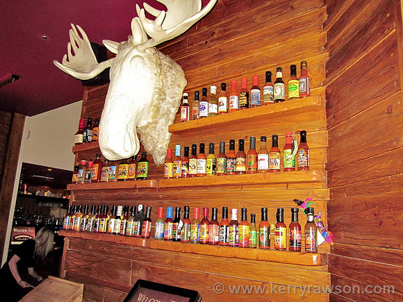 Hickory smokehouse's chilli sauce wall