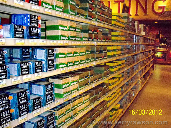 The bullet shelves at Bass Pro Outdoor World were an eye opener
