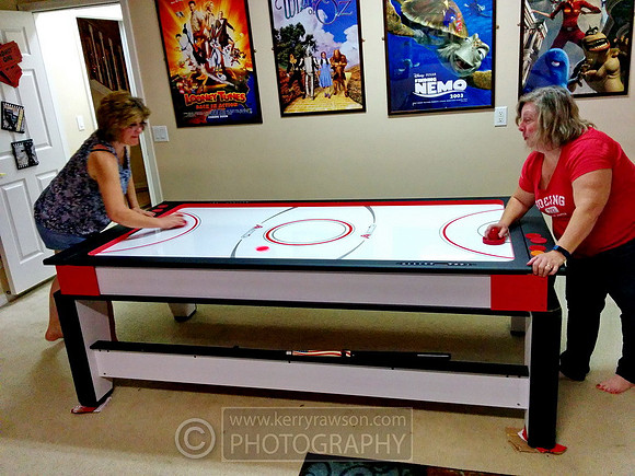 Ladies Air Hockey was next up (Jane v Laurali)