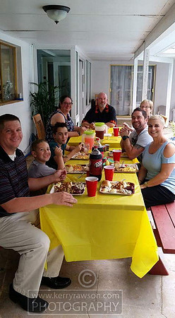Thanksgiving dinner on the patio by the pool with the gang