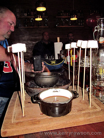 Campfire toasted marshmellows for dessert