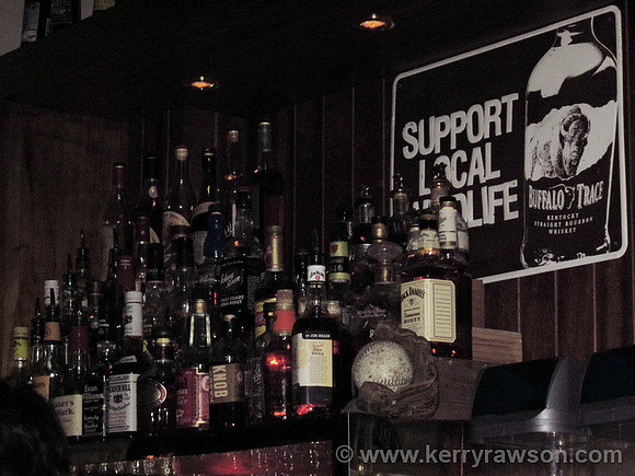 My kind of shelf - Each bottle is a Kentucky Bourbon or Tennessee Whisky - Yum