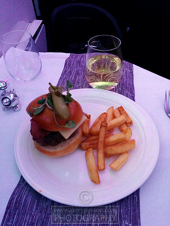 So they ran out of my main course choice so burger and chips it was