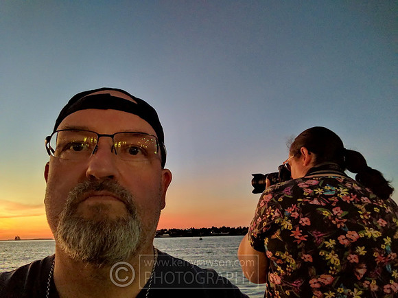 Mark's selfie, with me busy in the background