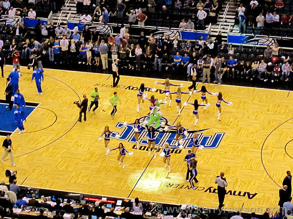 Cheerleaders warm up the crowd