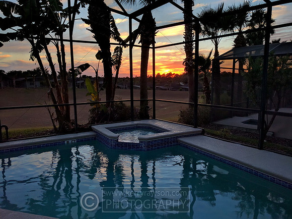 Sunset by the pool